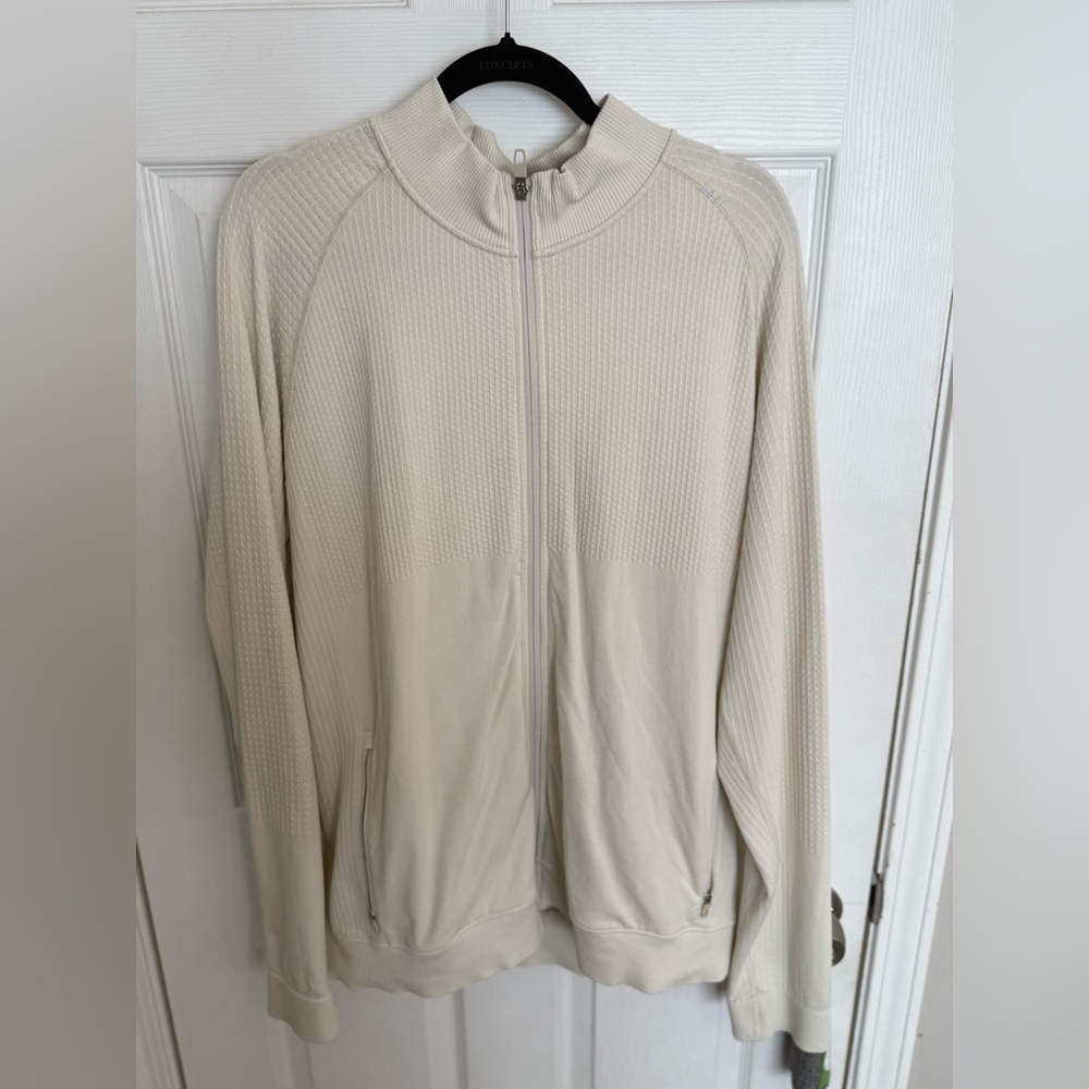 Lululemon engineered warmth wool full zip. White. White opal. Xxl. Like new